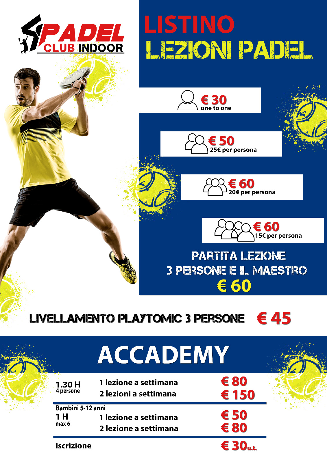 Listino prezzi academy